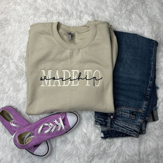 Made To Worship Embroidered Crew