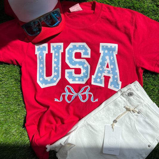 USA Stars and Bow Tee