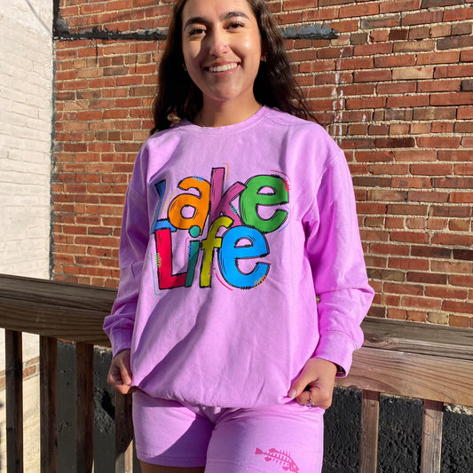 Neon Violet Lake Life Sweatshirt